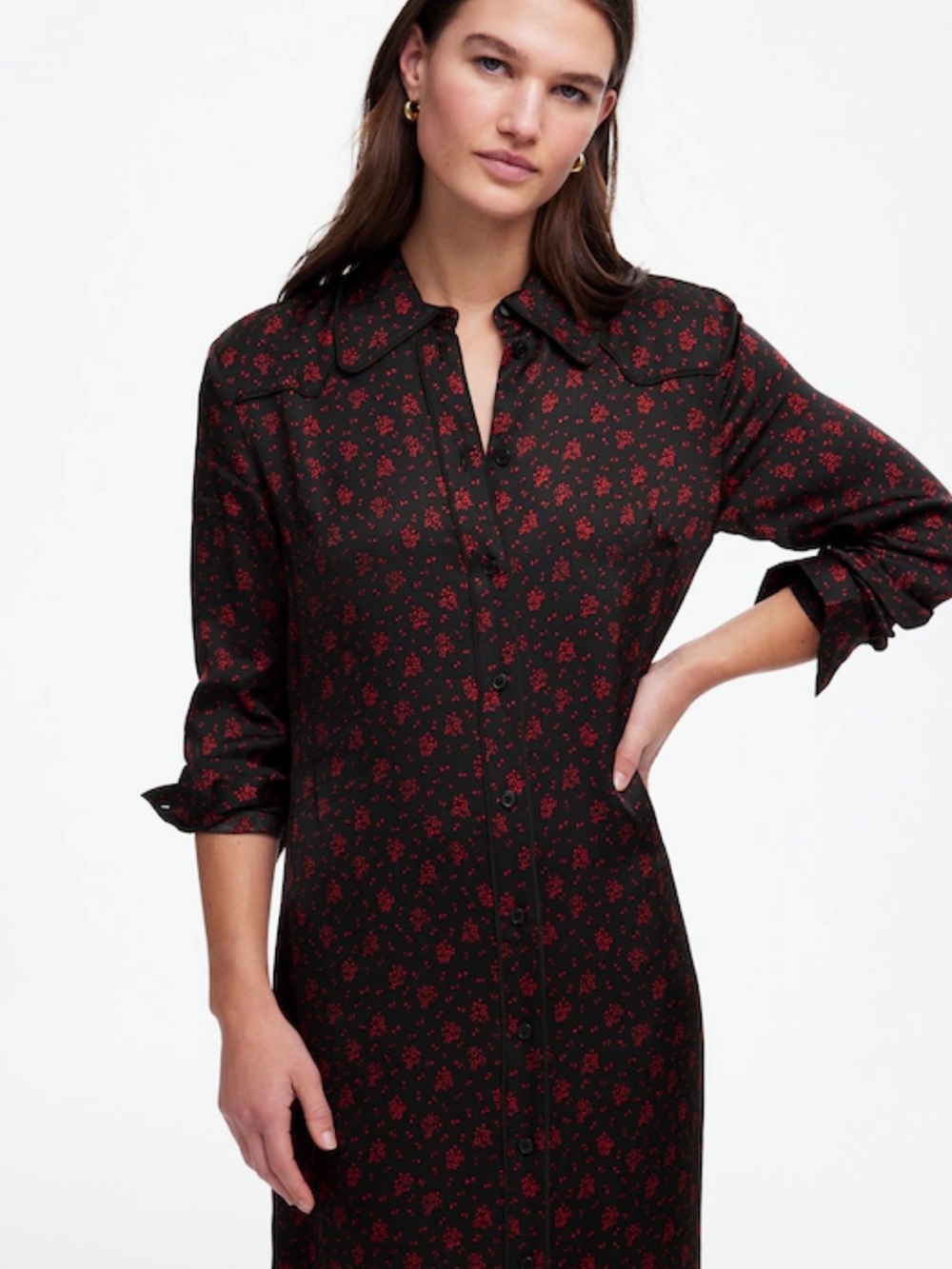 Madewell Button-Front Midi Shirtdress in Floral 4